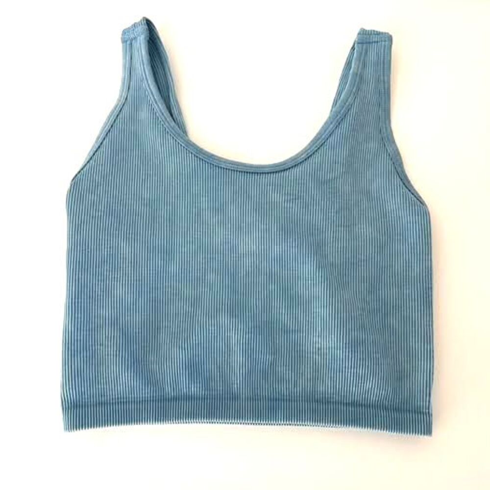 90 Degree by Reflex Stonewash Rib Seamless Alamo Bra Tank, Size S